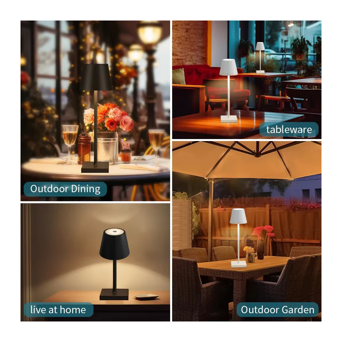 Wiederaufladbare LED-Tischlampe von YzzYzz in Weiß mit Touch-Schalter und 3-Farben-Dimmung für minimalistische Ambiente-Dekoration - Bild 4