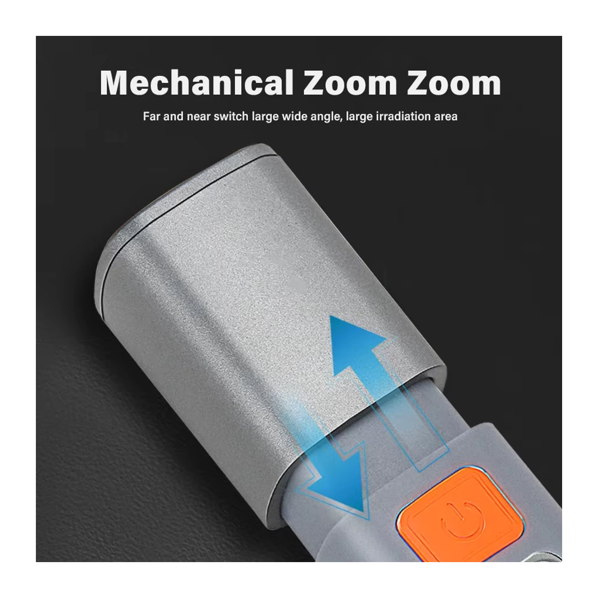 Wiederaufladbare LED Zoom Taschenlampe mit integriertem Akku und Haken als Camping Hängelampe mit COB Seitenlampe - Bild 4