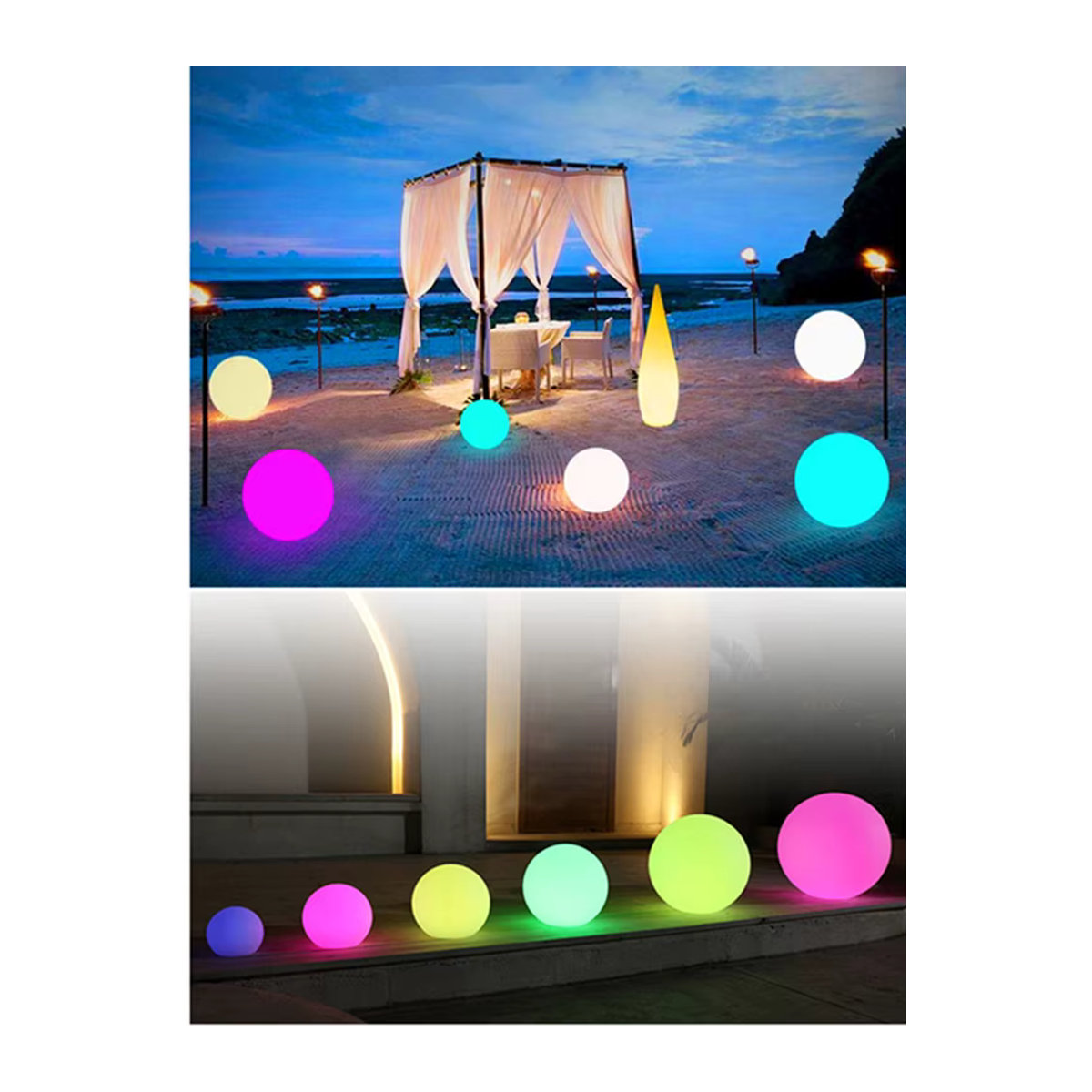 Wiederaufladbares LED-Leuchtkugellicht in Bunt mit Fernbedienung als minimalistische Gartendekoration für Außen und Innen - Bild 7
