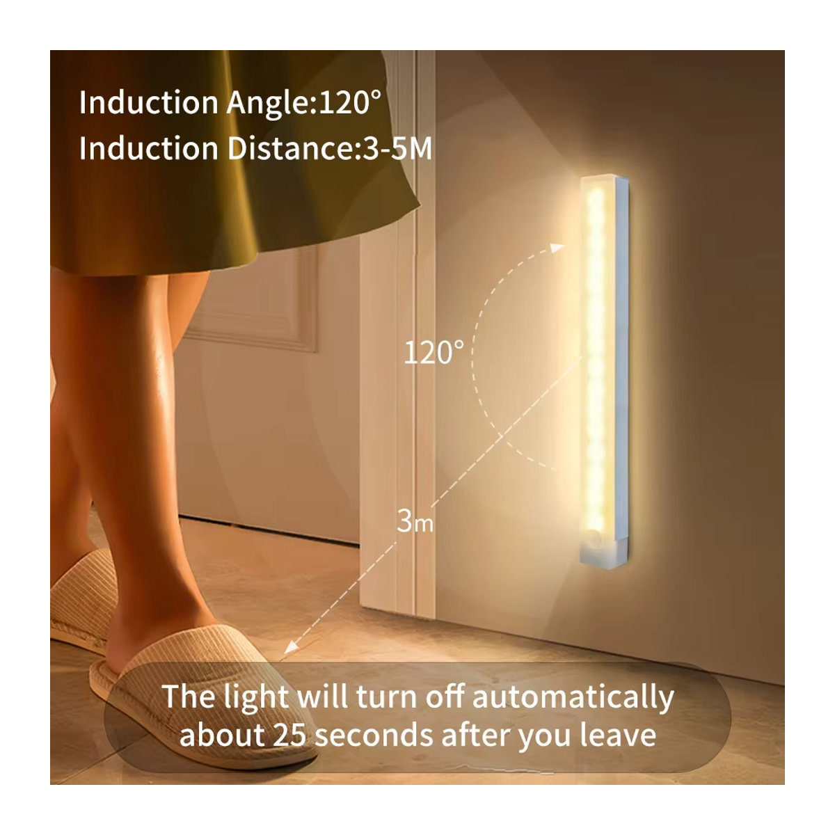 Wiederaufladbares LED-Nachtlicht mit Bewegungssensor von Aamasun für Schrank, Küche und Treppe, Weiß, Minimalistisches Design - Bild 3