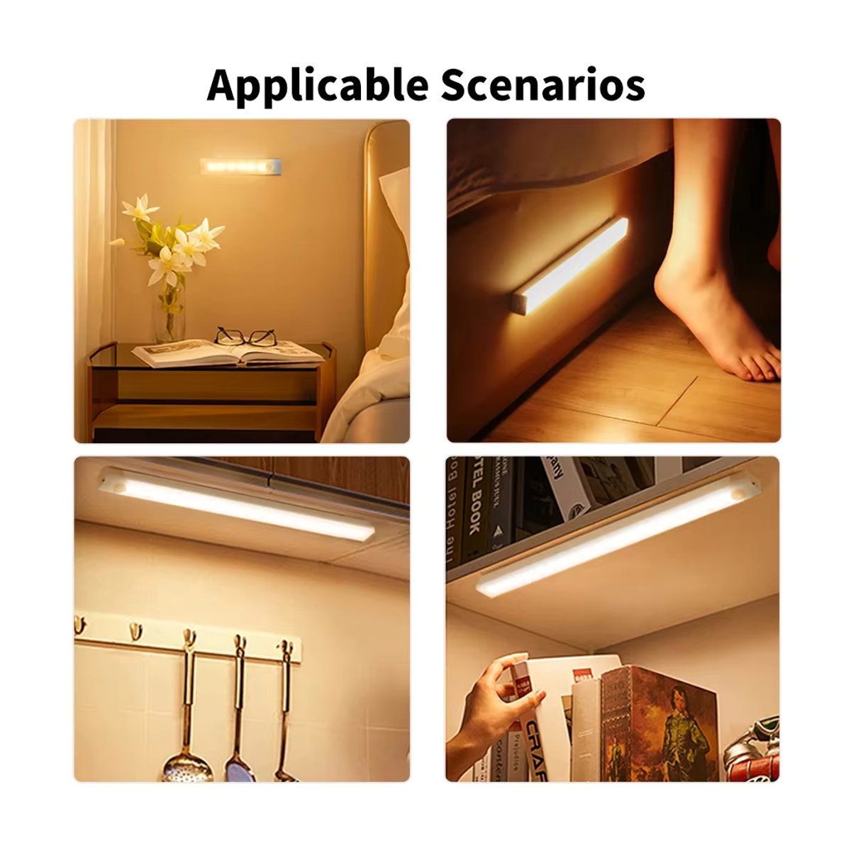 Wiederaufladbares LED-Nachtlicht mit Bewegungssensor von Aamasun für Schrank, Küche und Treppe, Weiß, Minimalistisches Design - Bild 6