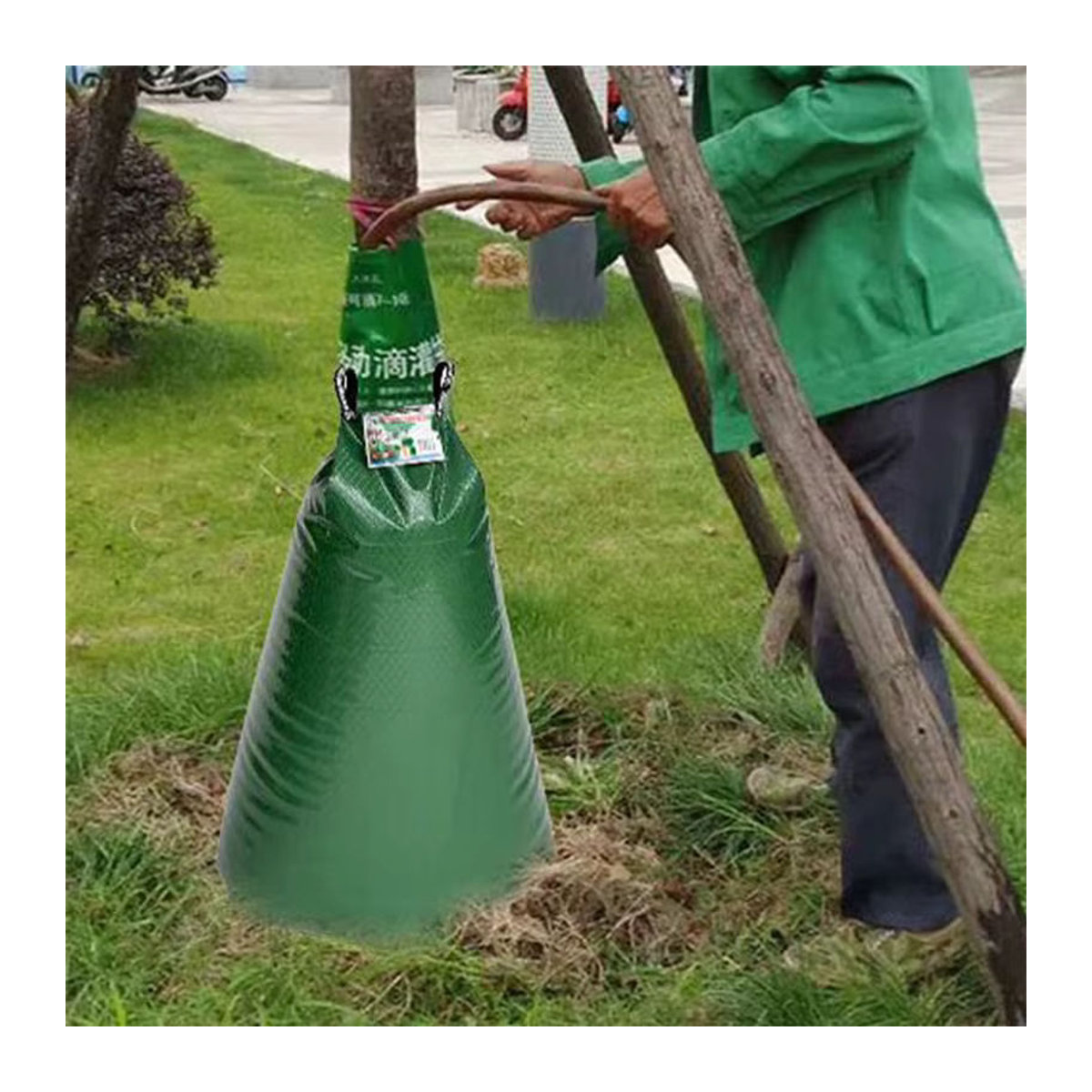 Wiederverwendbare Bewässerungsbeutel aus PE für Landwirtschaft und Garten, 20 Gallonen, Grün - Bild 5