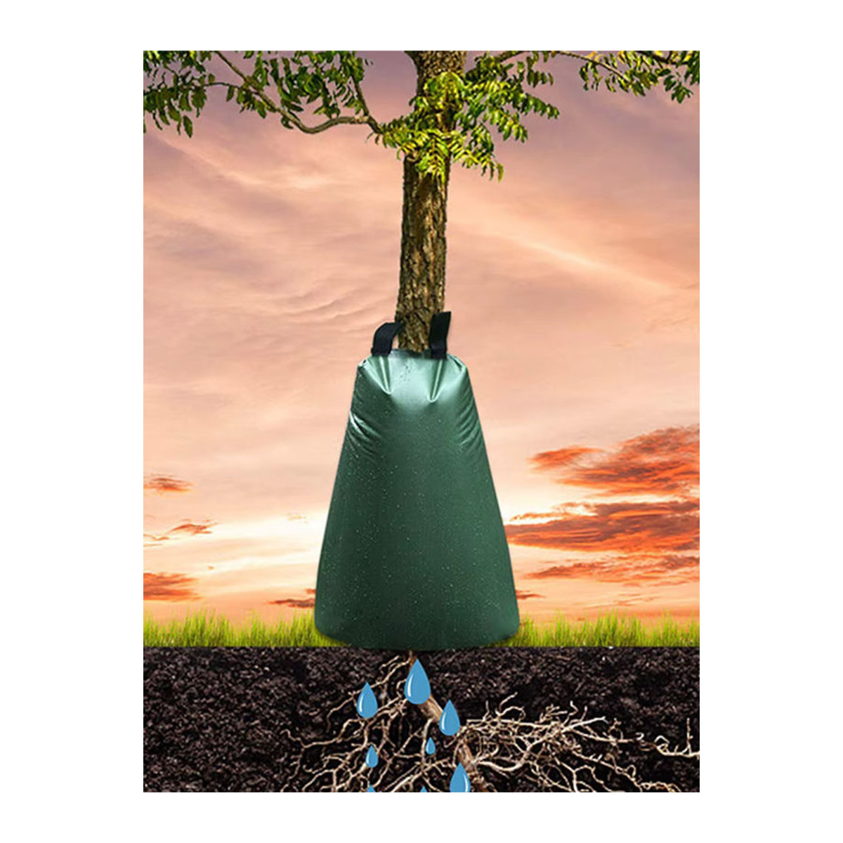 Wiederverwendbare Bewässerungsbeutel aus PE für Landwirtschaft und Garten, 20 Gallonen, Grün - Bild 7