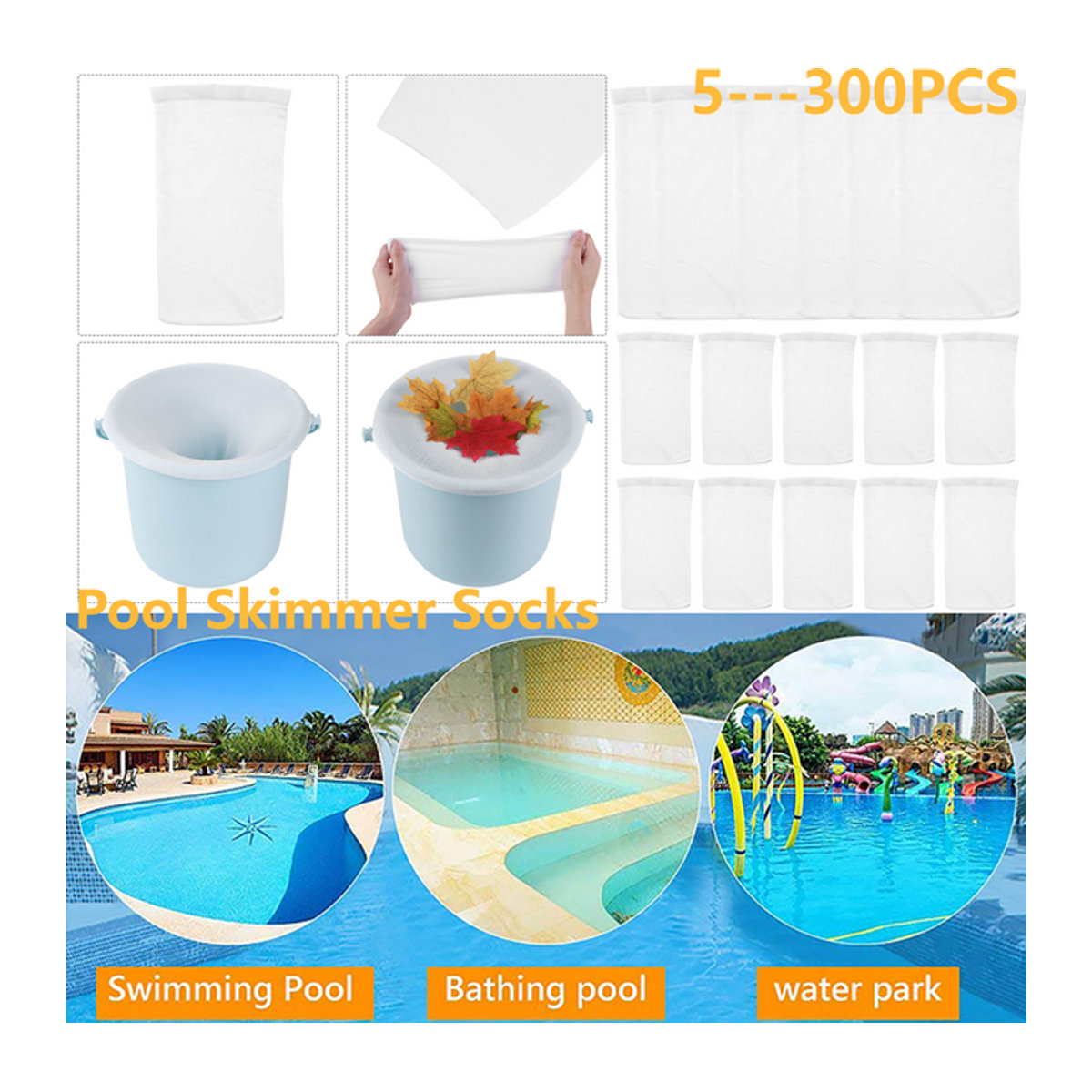 Wiederverwendbare Pool-Skimmer-Socken in Weiß zur Reinigung von Schmutz für Schwimmbad, Teich und Inground-Spa - Bild 1