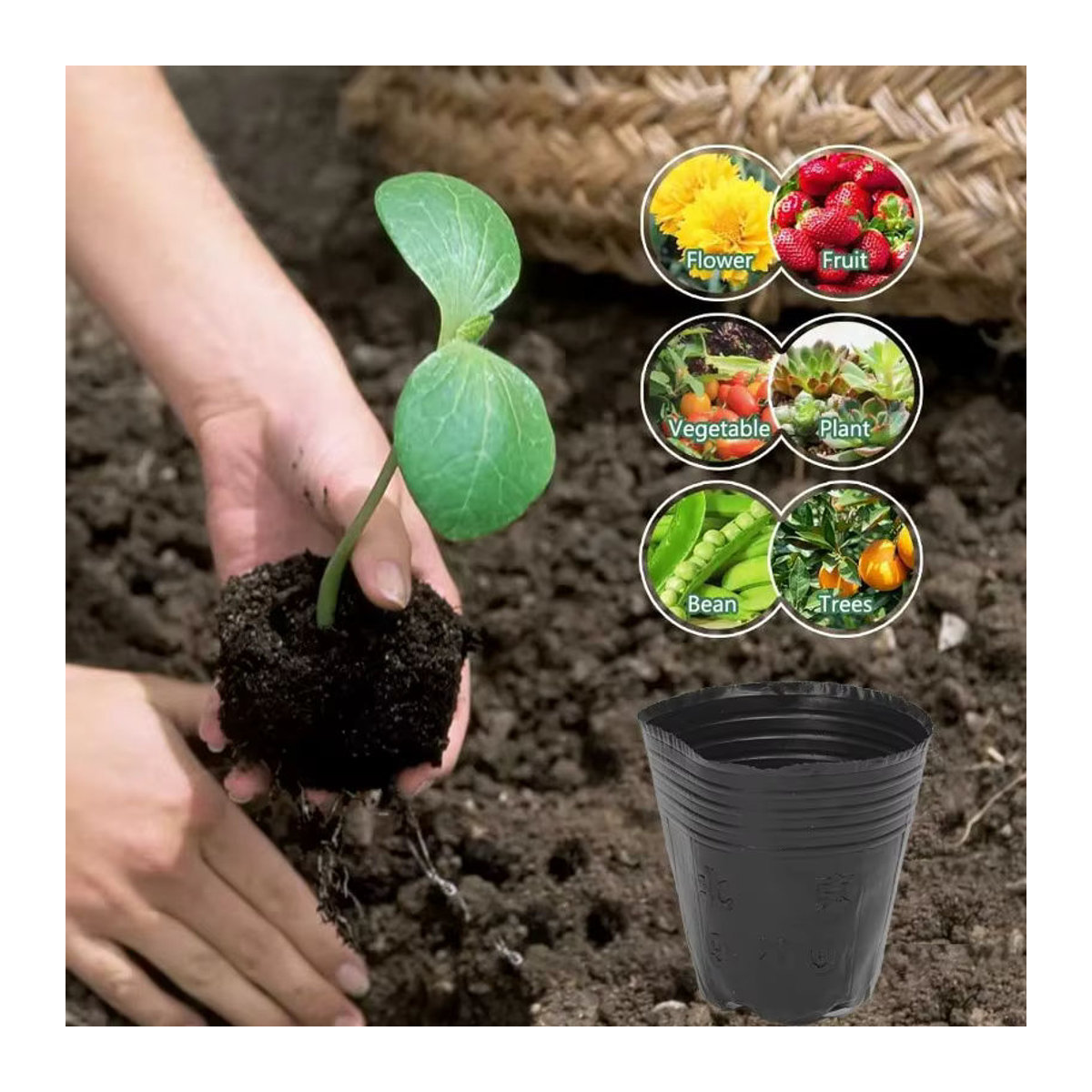 Wiederverwendbare Sämling-Kindergartentöpfe für Garten und Haushalt in Schwarz - Bild 4