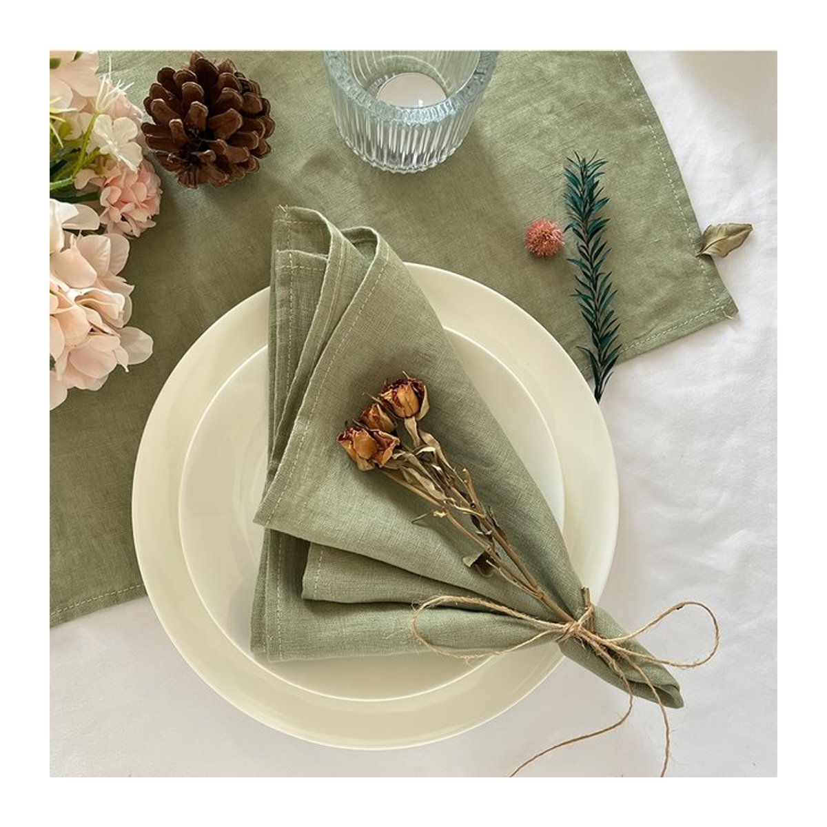 Wiederverwendbare Tischset-Serviette aus langlebigem Polyester in Grün für Küche, Esszimmer und Hochzeitsdekoration - Bild 1