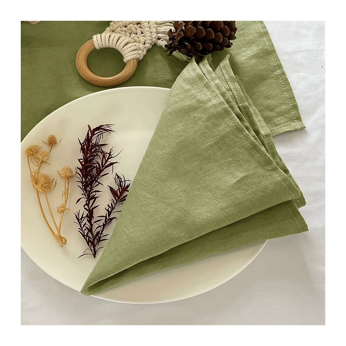 Wiederverwendbare Tischset-Serviette aus langlebigem Polyester in Grün für Küche, Esszimmer und Hochzeitsdekoration - Bild 3