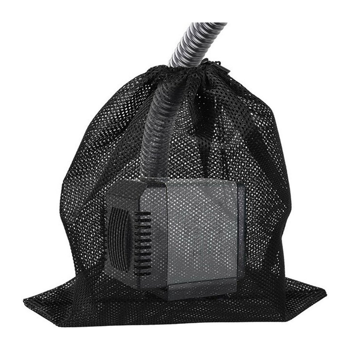 Wiederverwendbarer Wasserpumpenfilter-Netzbeutel in Schwarz mit Kordelzug als verstopfungssicherer Barriereschutz für den Teich - Bild 1