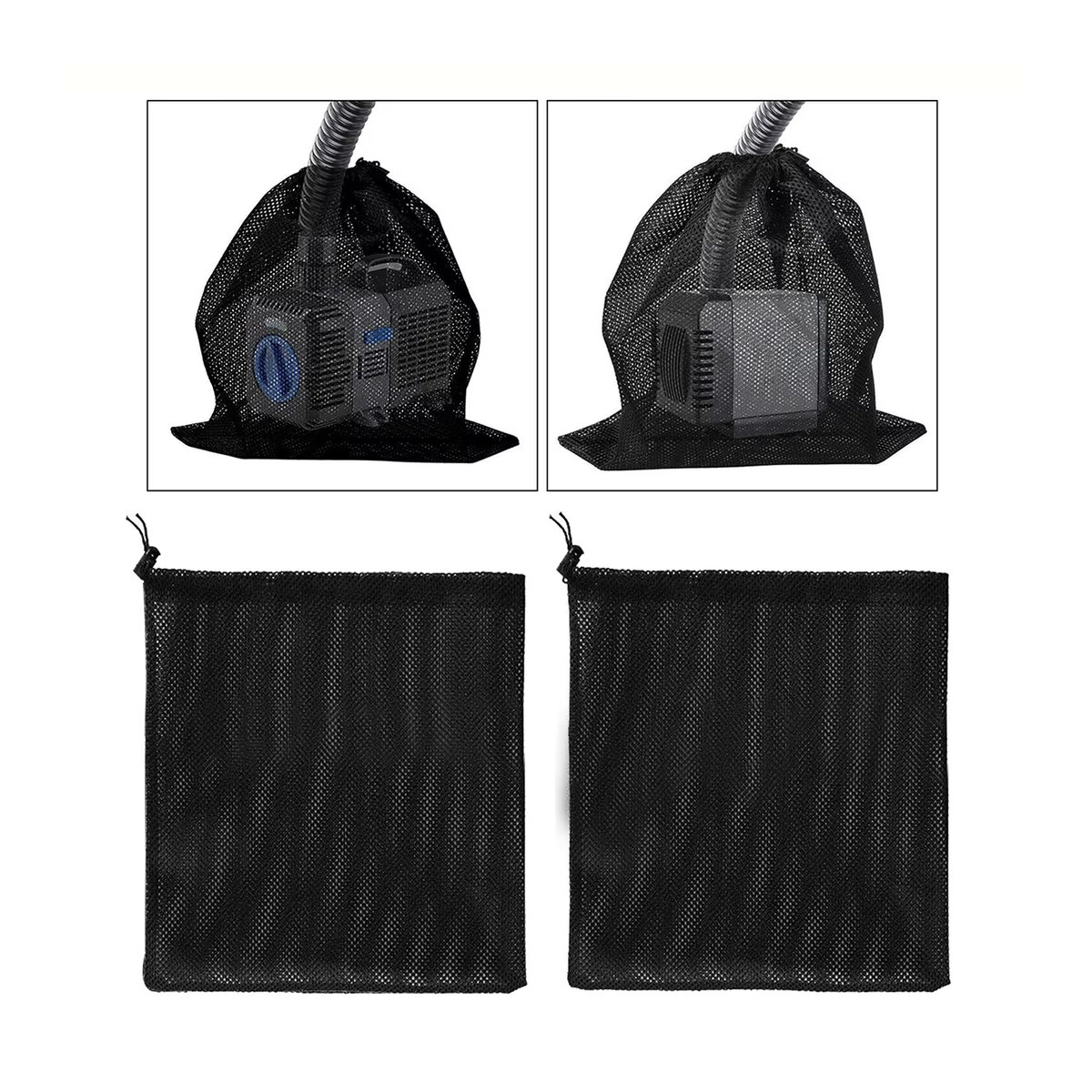 Wiederverwendbarer Wasserpumpenfilter-Netzbeutel in Schwarz mit Kordelzug als verstopfungssicherer Barriereschutz für den Teich - Bild 2