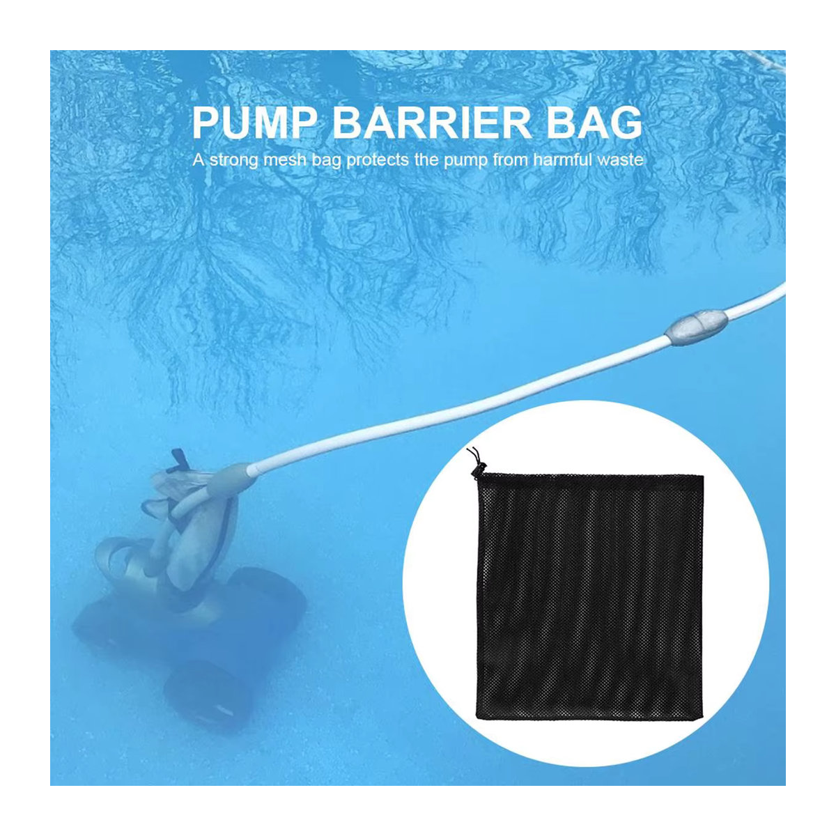 Wiederverwendbarer Wasserpumpenfilter-Netzbeutel in Schwarz mit Kordelzug als verstopfungssicherer Barriereschutz für den Teich - Bild 4