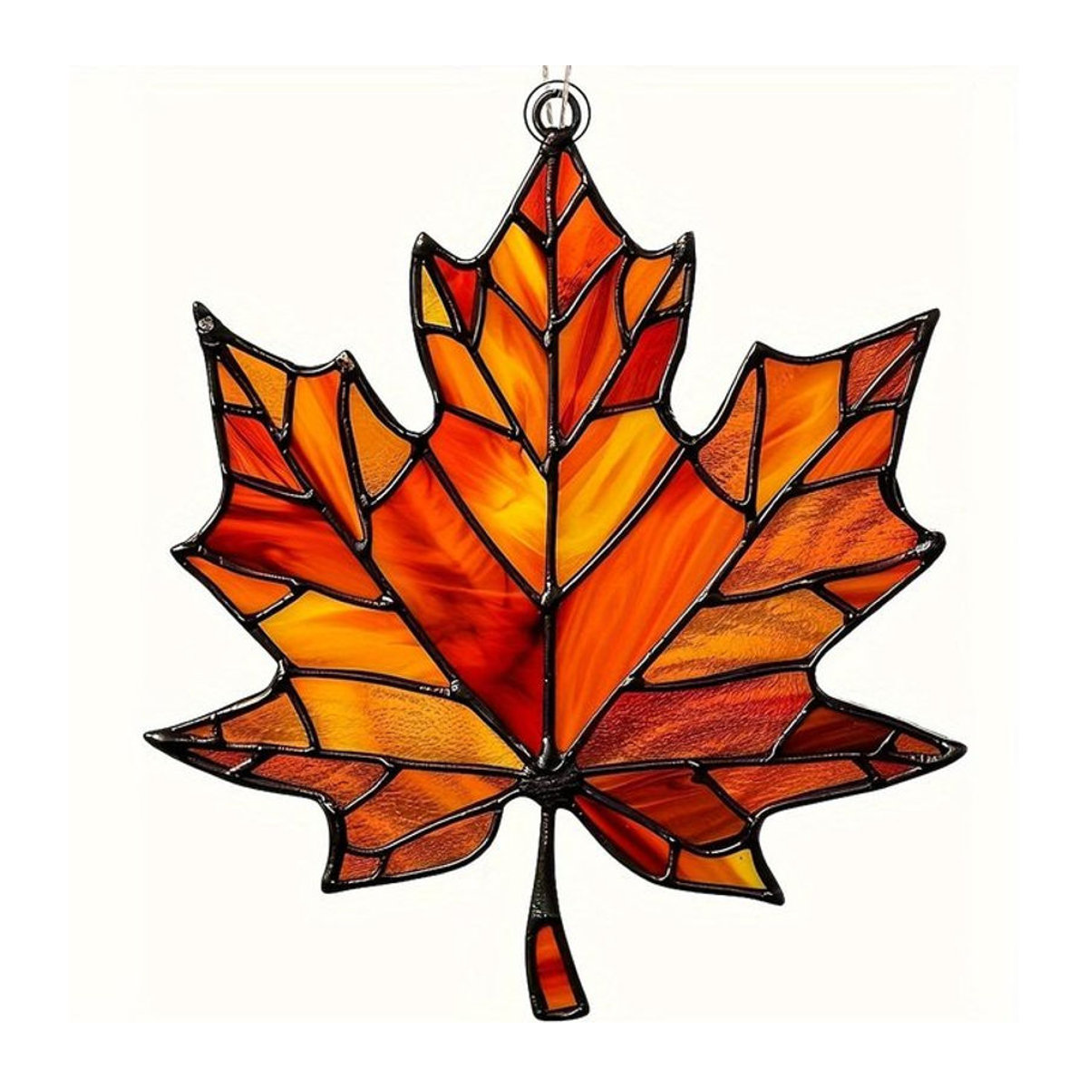 WIKHOSTAR Ahornblatt Lichtfänger aus Acryl in Orange, hängende Herbstdekoration für Haus und Tür - Bild 1