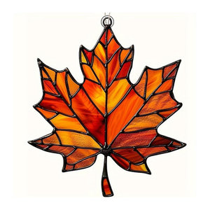 WIKHOSTAR Ahornblatt Lichtfänger aus Acryl in Orange, hängende Herbstdekoration für Haus und Tür