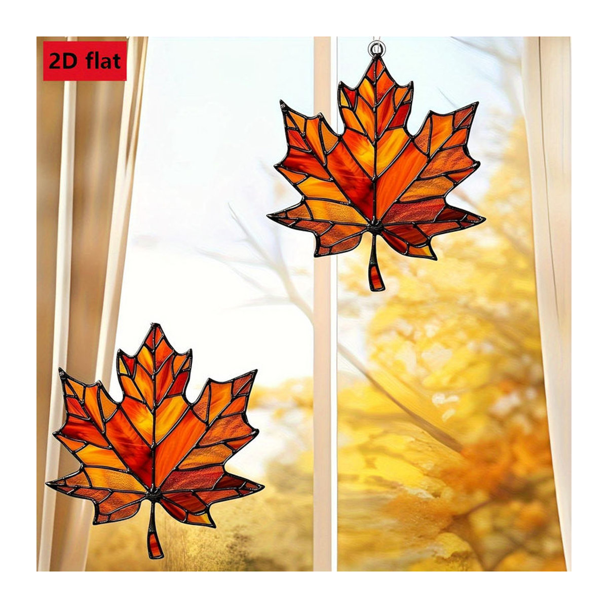 WIKHOSTAR Ahornblatt Lichtfänger aus Acryl in Orange, hängende Herbstdekoration für Haus und Tür - Bild 2