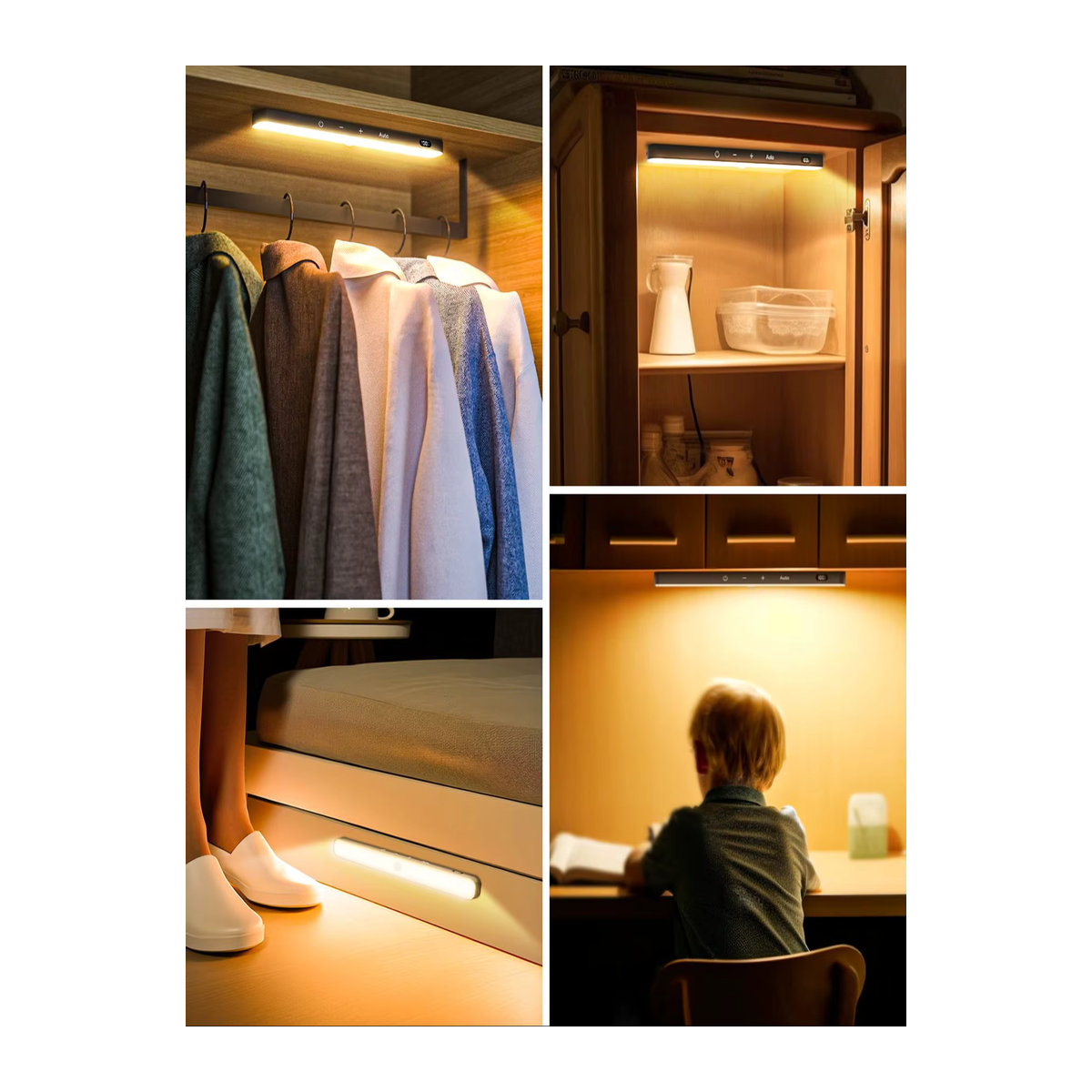 WILLED Kabellose LED Möbelbeleuchtung mit Bewegungsmelder und Touch-Funktion, Warmweiß, Schwarz, 60 LEDs mit Akku und Batterieanzeige - Bild 2