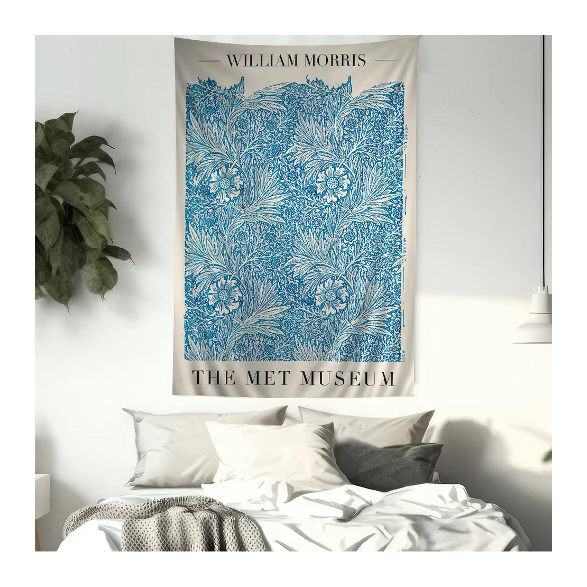 William Morris Art Wandteppich mit floralem Bohemian-Design in Mehrfarbig und Blau, rechteckiger Wandbehang aus Textil, B/H: 70 x 70 cm - Bild 4