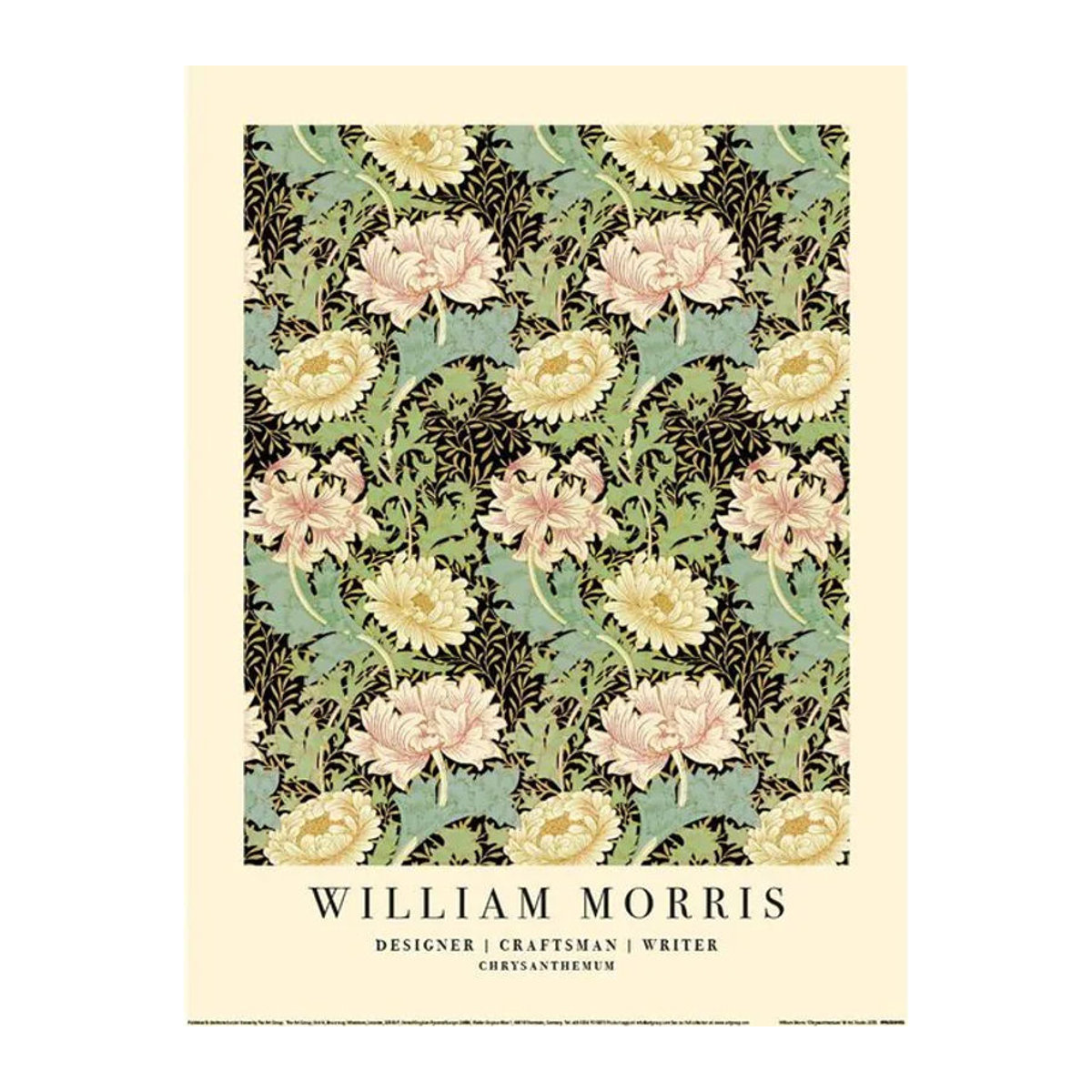 William Morris Chrysanthemum II Print Floral Vintage Dekoration in Grün und Beige auf Papier, Breite: 40 cm - Bild 1