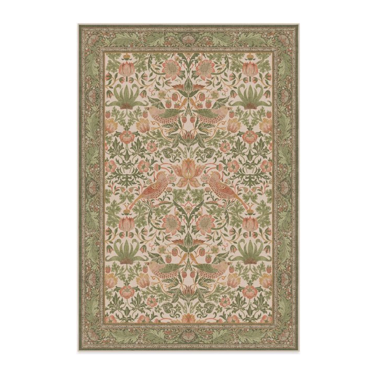 William Morris Erdbeerdieb Teppich in Gold und Beige mit klassischem Design und strukturierter Oberfläche - Bild 1