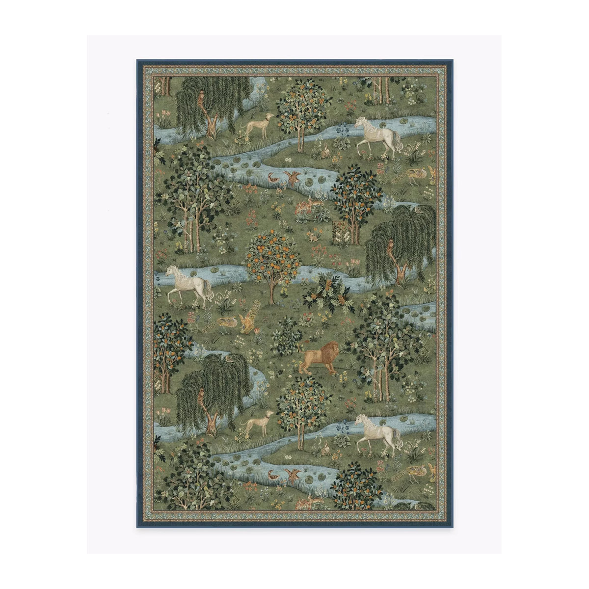 William Morris Teppich Eule & Weide in Grün mit botanischem Blumen- und Tiermotiv für Wohnzimmer und Schlafzimmer - Bild 5