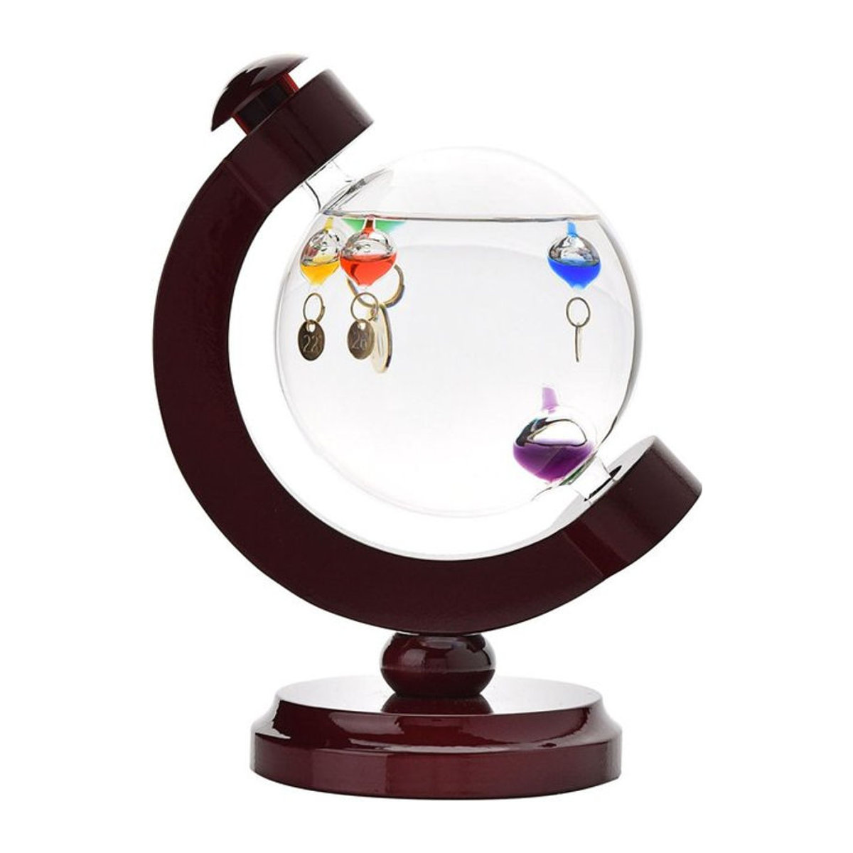 William Widdop Galileo Thermometer Globus-Stil in Mehrfarbig mit 5 Kolben, Höhe: 16 cm - Bild 1
