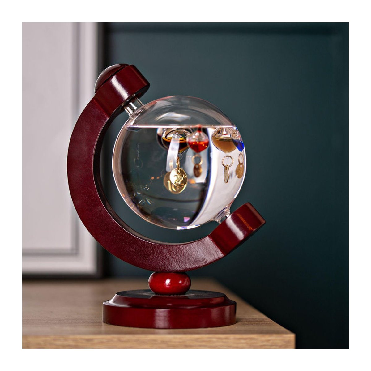 William Widdop Galileo Thermometer Globus-Stil in Mehrfarbig mit 5 Kolben, Höhe: 16 cm - Bild 3