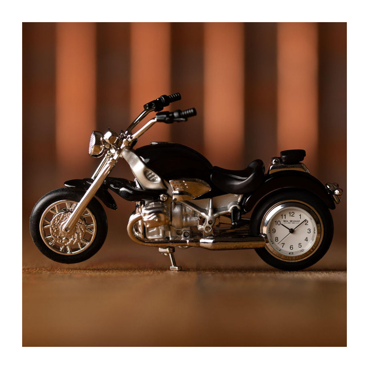 William Widdop Miniaturuhr Motorrad Schwarz Metall Vintage Analog - Bild 3