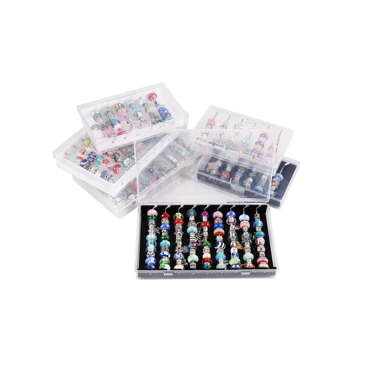 WILLJANE Schmuck Aufbewahrungsbox aus Acryl in Weiß und Transparent für Trollbeads Charms und Armbänder - Bild 2
