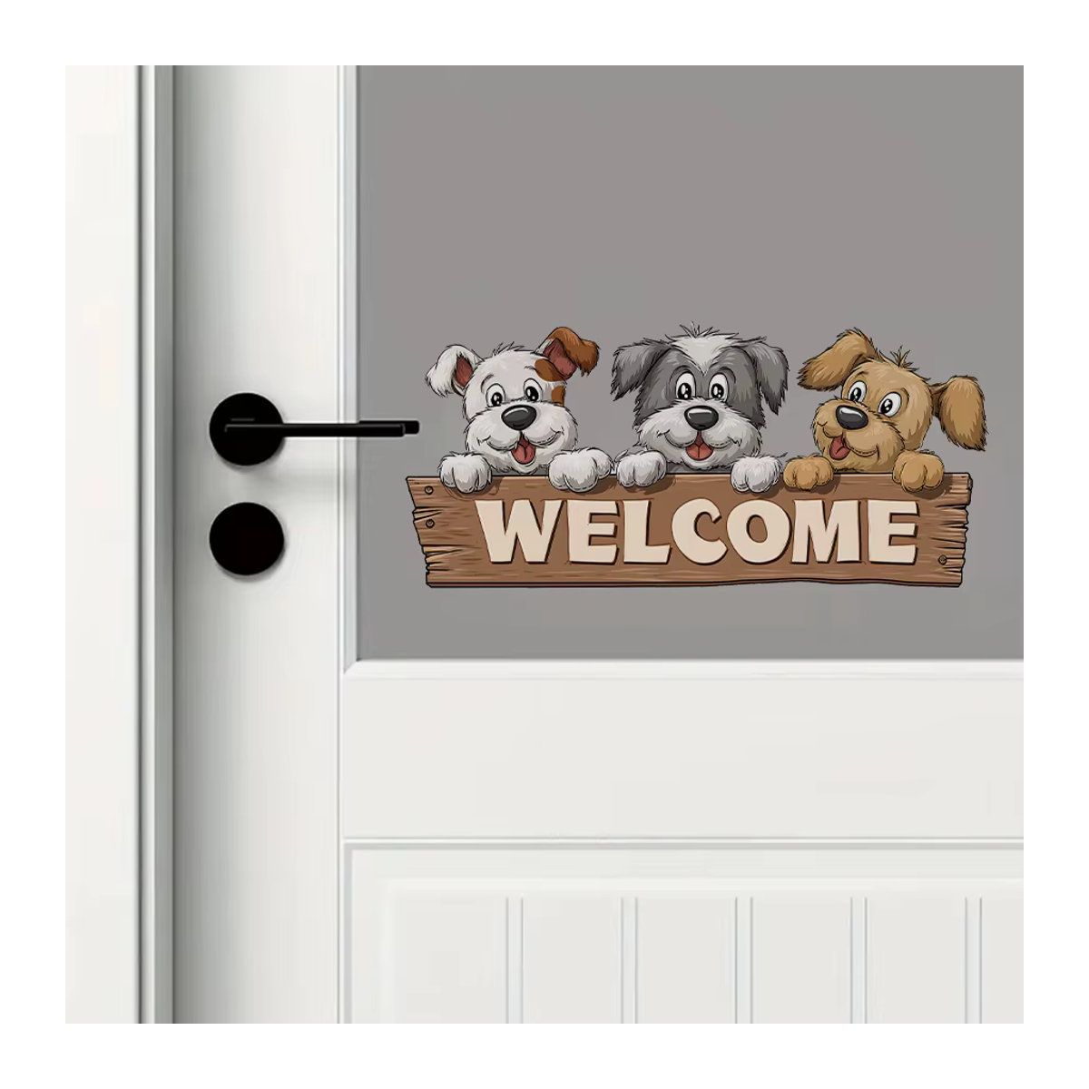 Willkommensschild von BRUP mit Cartoon-Hund und Pfotenabdrücken, mehrfarbige Türdekoration zum Aufhängen für innen und außen - Bild 3