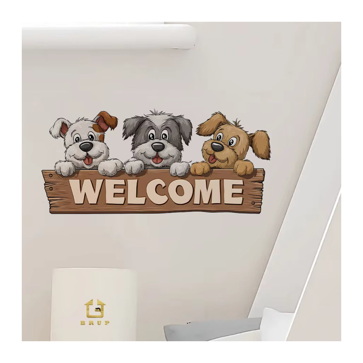 Willkommensschild von BRUP mit Cartoon-Hund und Pfotenabdrücken, mehrfarbige Türdekoration zum Aufhängen für innen und außen - Bild 5