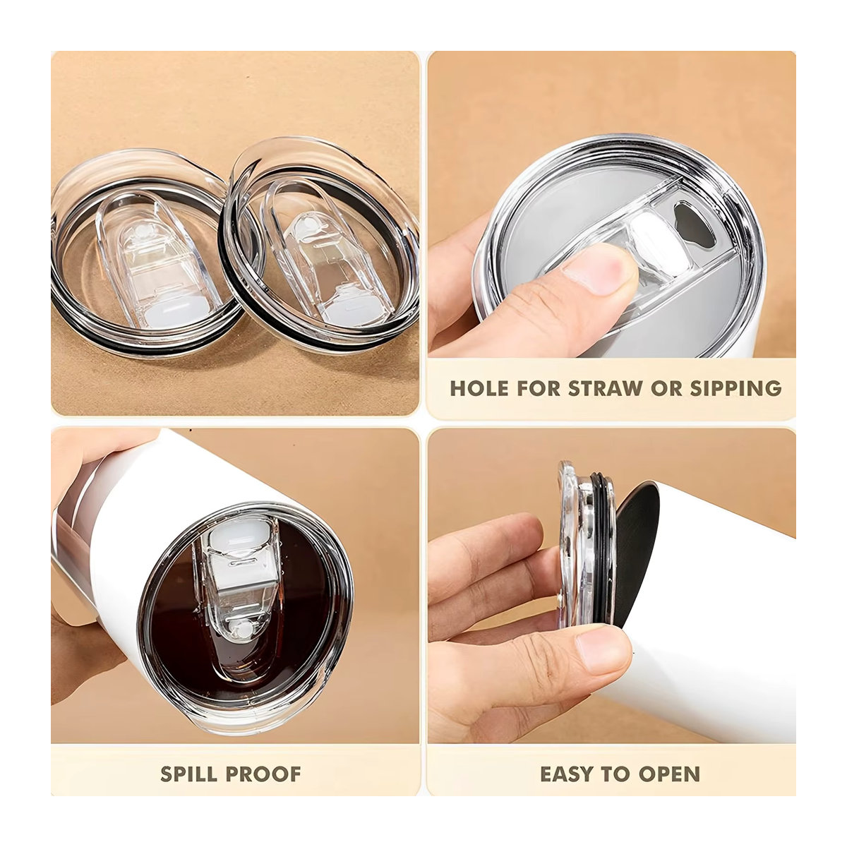 Willstar 6-teiliges Set aus auslaufsicheren Becherdeckeln für 20 Unzen Thermoskannen und Wasserflaschen in Clear - Bild 2