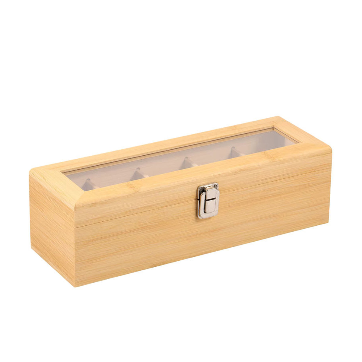 Willstar Bambus-Teebeutel-Aufbewahrungsbox mit transparentem Deckel und 5 Fächern in Natur - Bild 2
