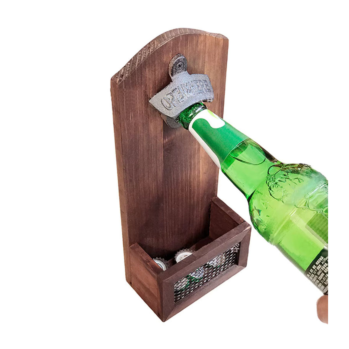 Willstar Bierflaschenöffner aus Holz in Braun im Vintage-Design zur Wandmontage - Bild 4