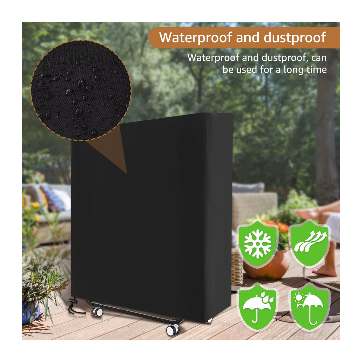 Willstar Klappbarer Liegestuhlbezug in Schwarz, wasserdicht und UV-beständig mit Aufbewahrungstasche - Bild 2