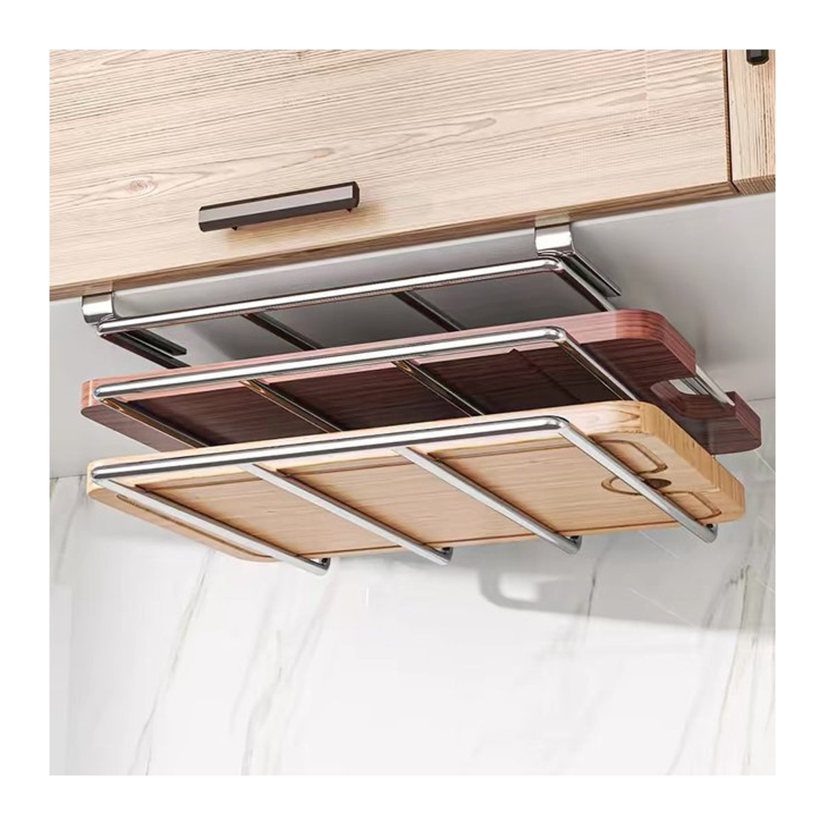 Willstar Küchenorganizer aus Edelstahl für Schneidebretter und Topfdeckel im minimalistischen Design zur Aufbewahrung unter dem Schrank - Bild 1
