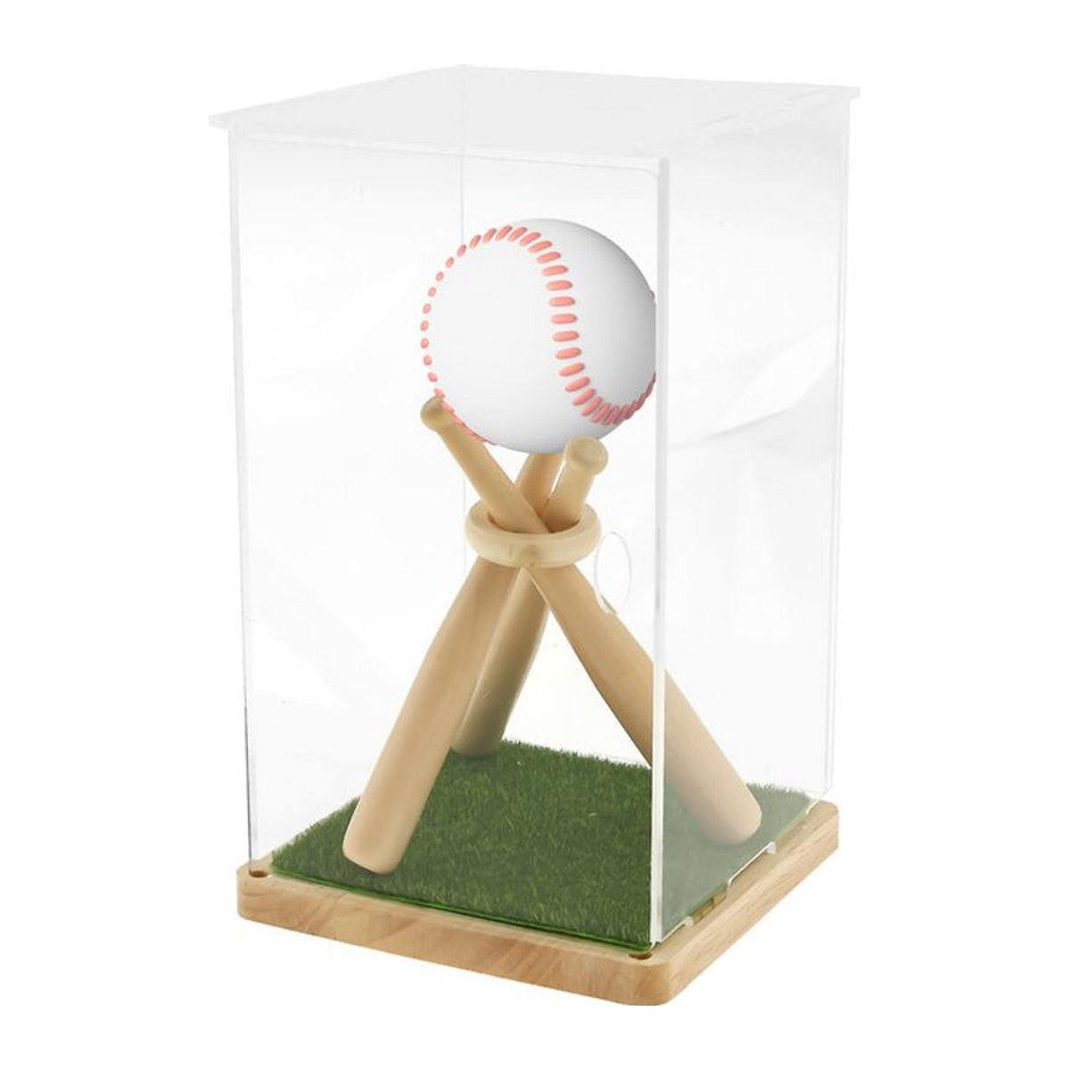 Willstar Mini-Baseballschlägerhalter aus Holz mit transparentem Acrylständer in Braun - Bild 1