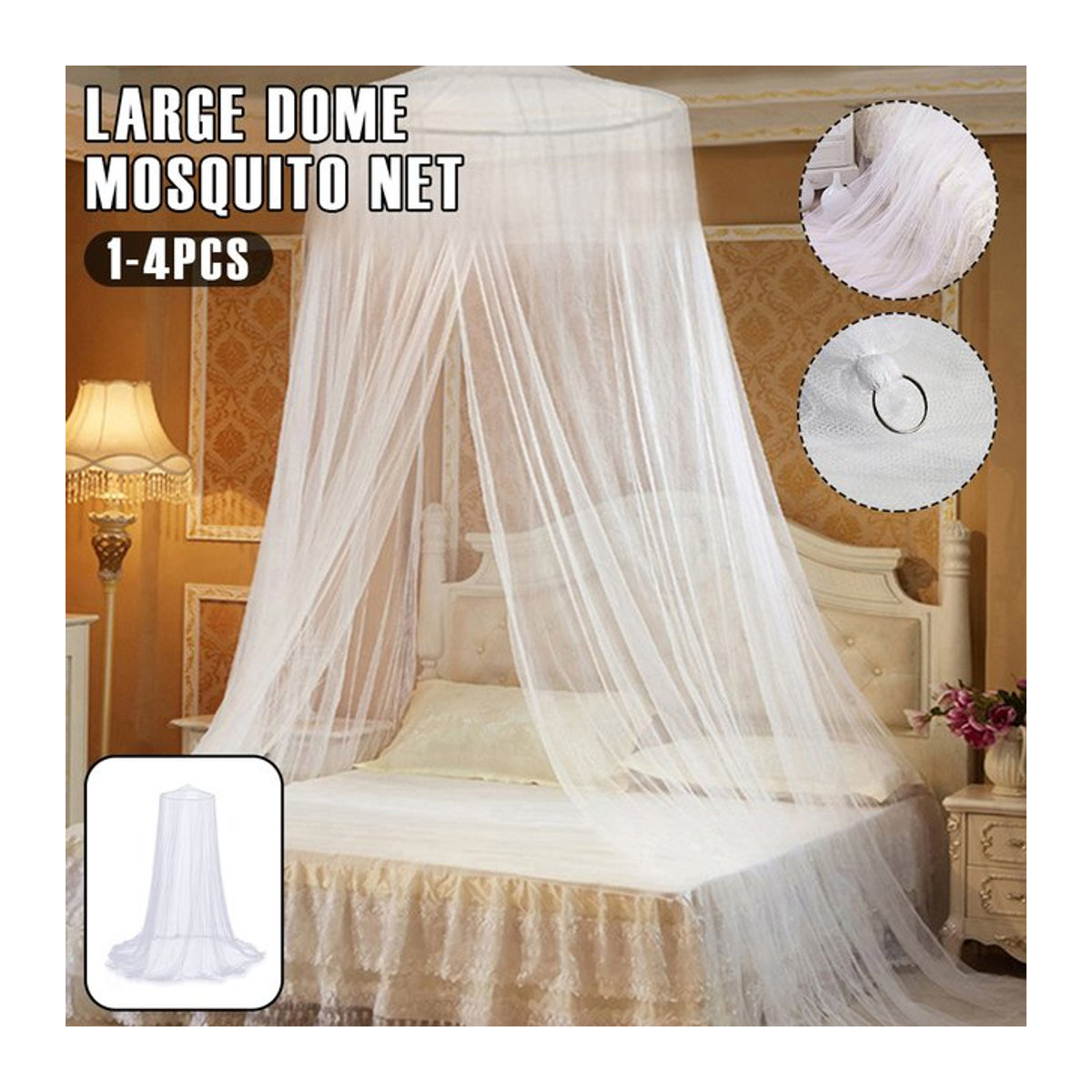 Willstar Moskito Netz in Kuppelform aus atmungsaktivem Polyester, weiß, Insektenschutz für Bett und Zelt - Bild 1