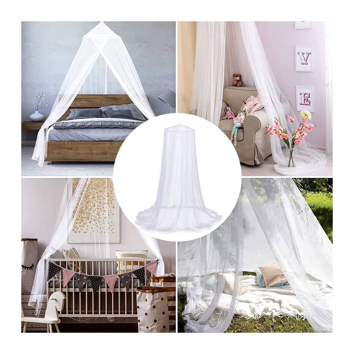Willstar Moskito Netz in Kuppelform aus atmungsaktivem Polyester, weiß, Insektenschutz für Bett und Zelt - Bild 6