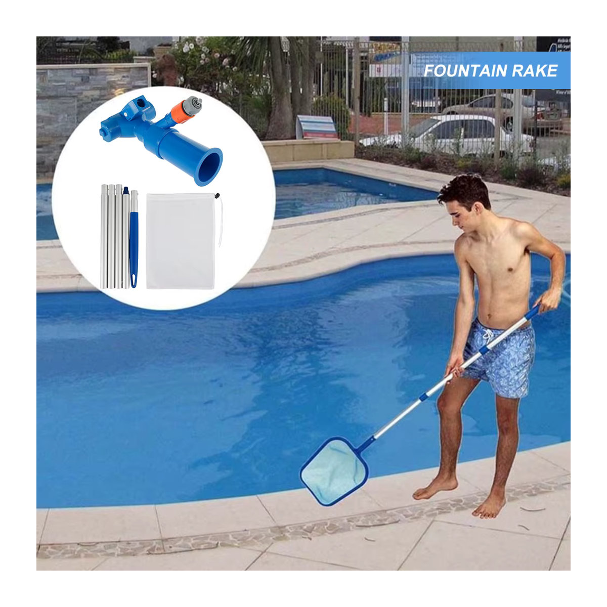 Willstar Pool-Reinigungsset in Blau mit Pool-Jet-Staubsauger, Skimmer-Netz und abnehmbaren Stangen zur Pool-Wartung - Bild 2