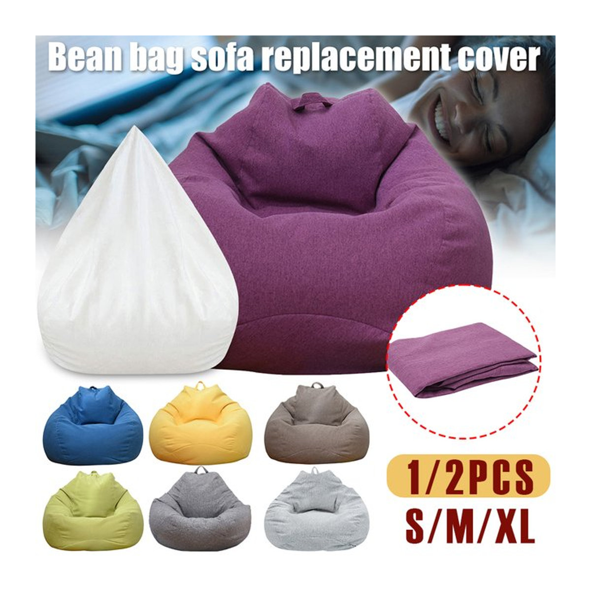 Willstar Sitzsack Abdeckung für Wohnzimmer und Kinder Tatami Stühle, Schutzhülle ohne Füllung, Braun oder Mehrfarbig, S/M/XL - Bild 1