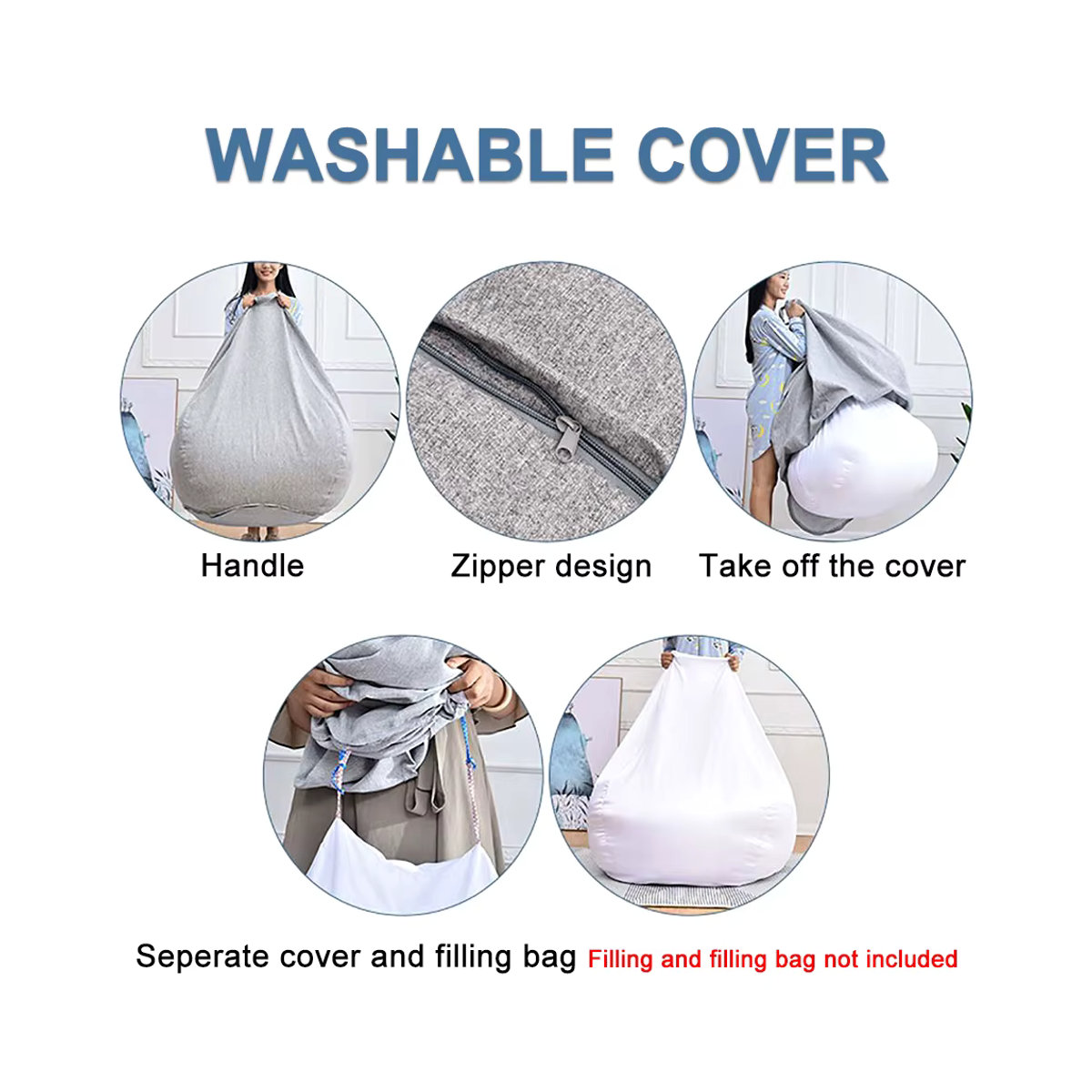 Willstar Sitzsack Abdeckung für Wohnzimmer und Kinder Tatami Stühle, Schutzhülle ohne Füllung, Braun oder Mehrfarbig, S/M/XL - Bild 6