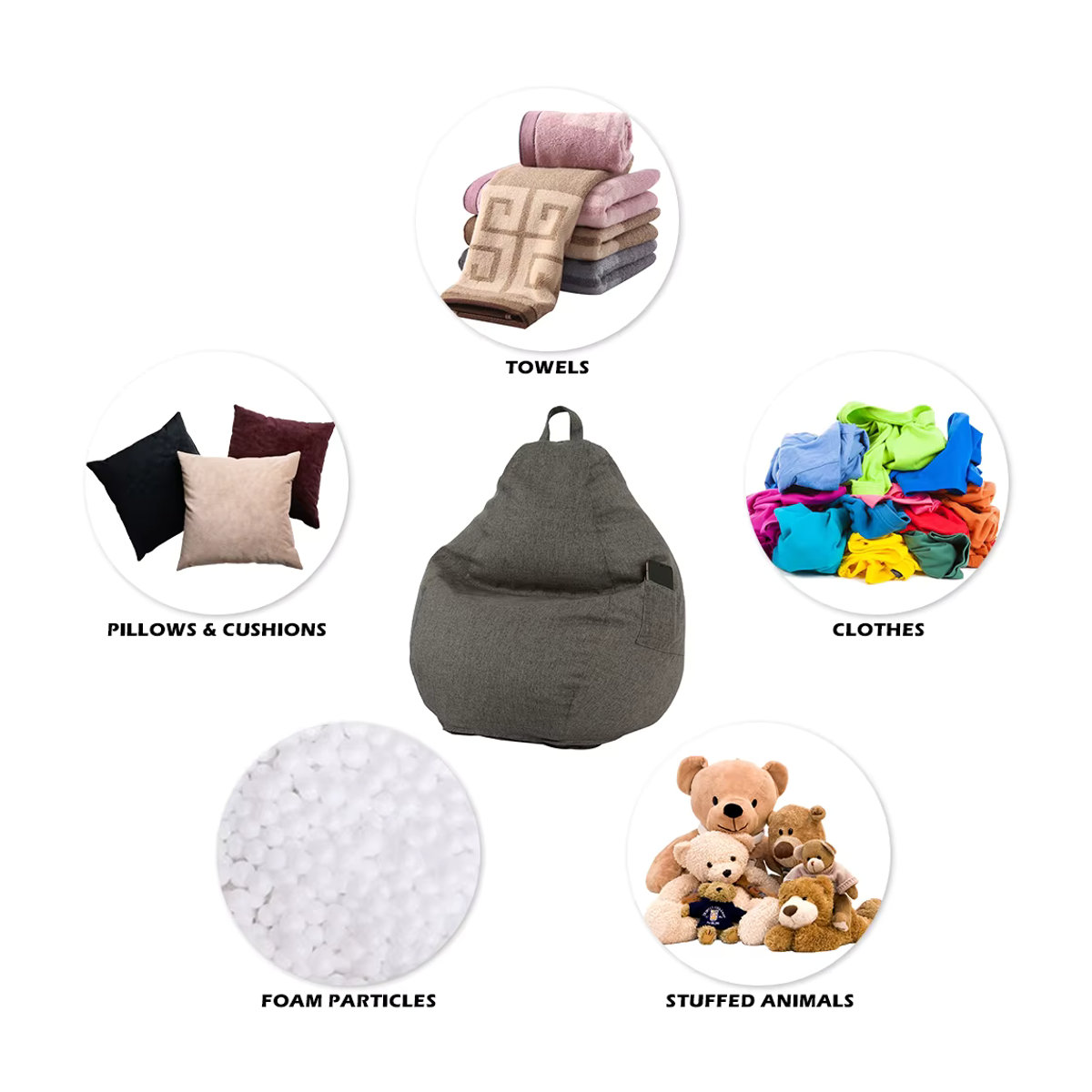 Willstar Sitzsack-Sofabezug als weiche Schutzhülle für Stuhl und Sofa mit Aufbewahrungstasche, Grau und Blau - Bild 4