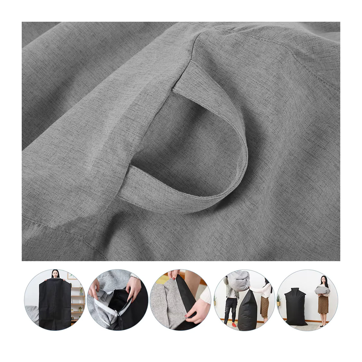 Willstar Sitzsack-Sofabezug als weiche Schutzhülle für Stuhl und Sofa mit Aufbewahrungstasche, Grau und Blau - Bild 5