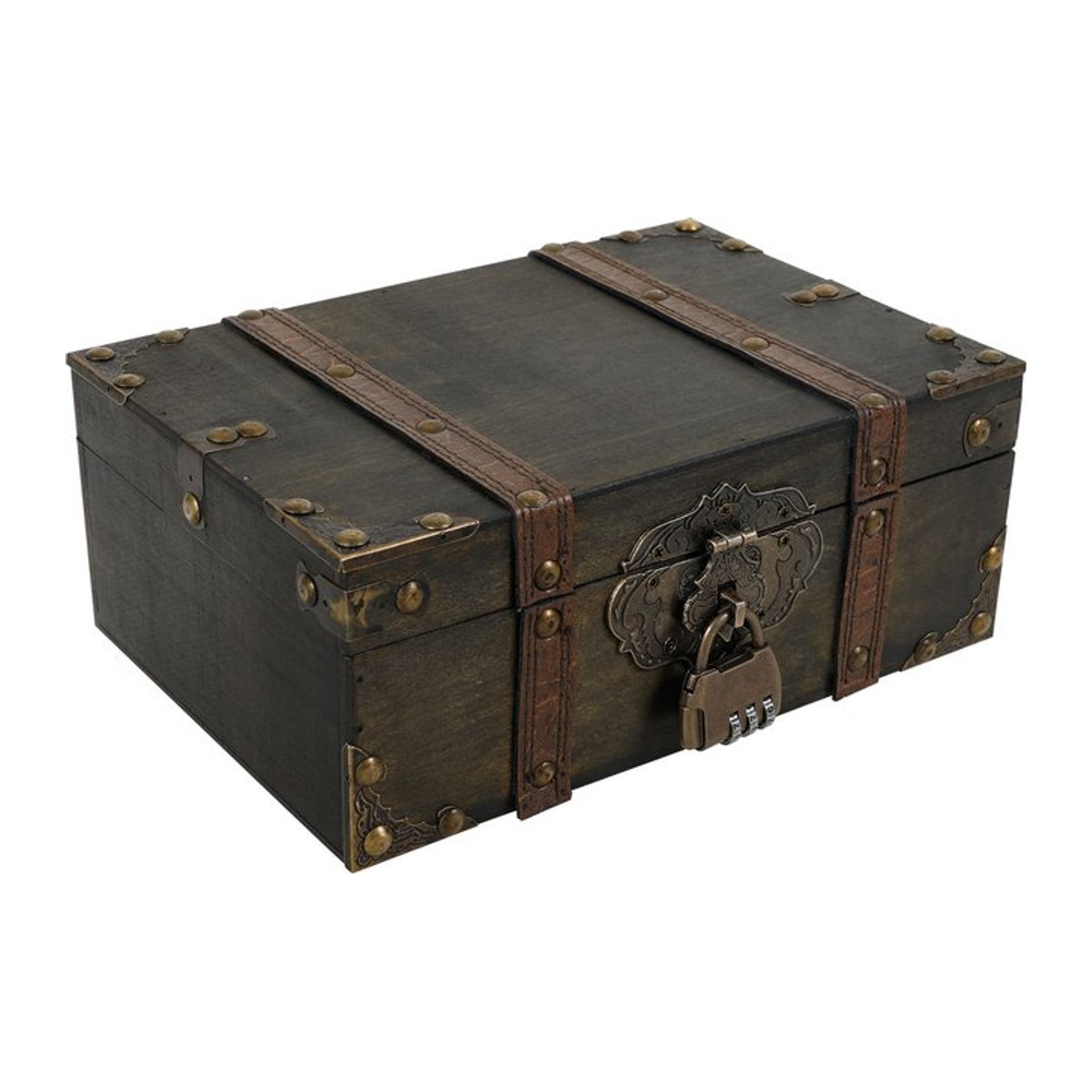 Willstar Vintage Schmuckschatulle aus Holz in Braun mit Zahlenschloss als antike Aufbewahrungsbox - Bild 1