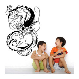 WILOWHKY Wandtattoo Chinesischer Drache Anime Motiv in Lila und Schwarz für Kinderzimmer und Dekoration