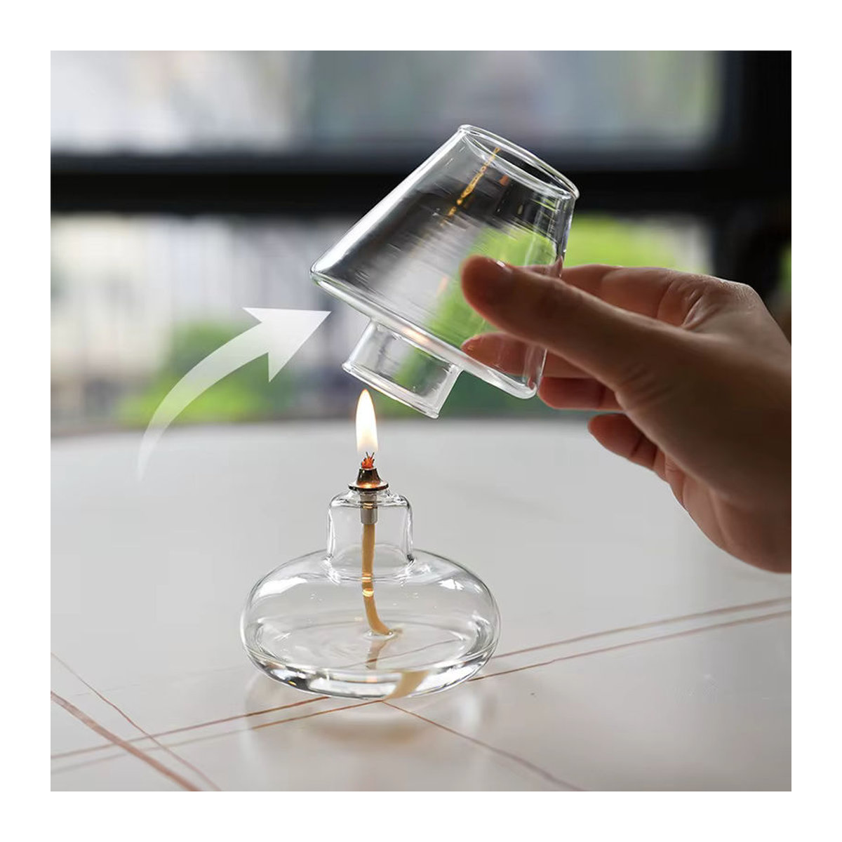 Winddichte Klarglas-Öllampenabdeckung aus Glas als minimalistischer Kerzenständer und dekorative Laterne in Transparent - Bild 3
