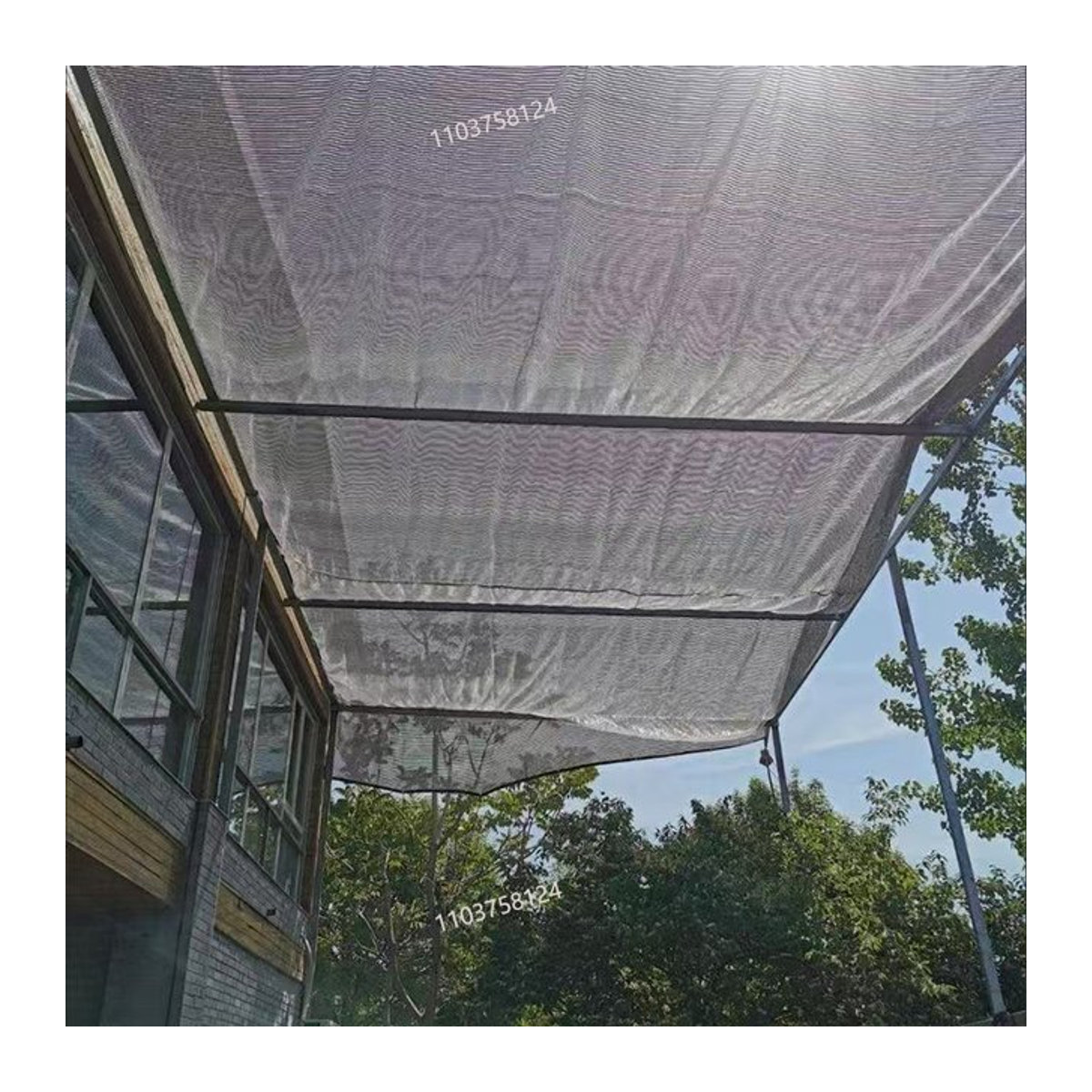 Winddichtes Sonnenschutznetz mit UV-Schutz als Schattenstoff für Pavillons, Veranden oder als vertikaler Sichtschutz, Farbe: Beige - Bild 1