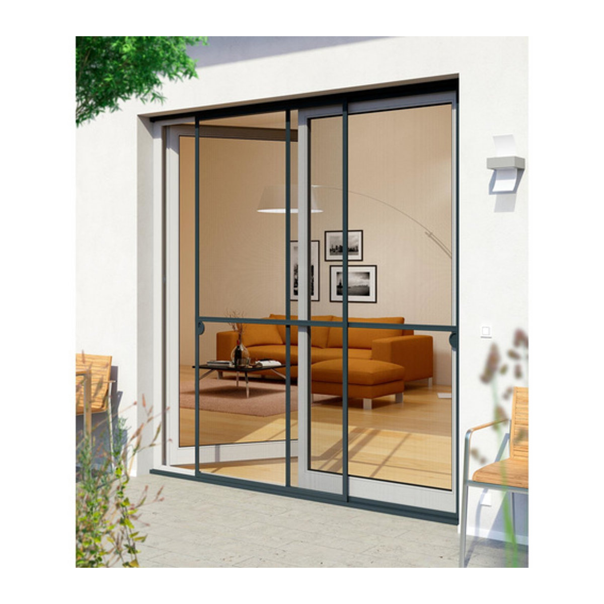 WINDHAGER Insektenschutz-Schiebetür EXPERT aus Aluminium und Fiberglas, Farbe: Anthrazit-Grau, Breite: 120 cm - Bild 3