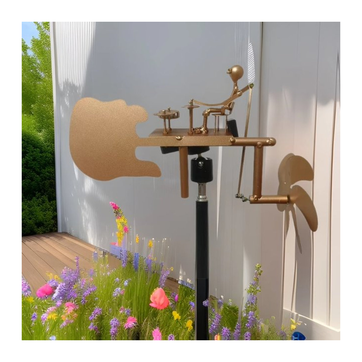 Windmühle aus Metall als Gartenornament für den Außenbereich in Braun - Bild 1