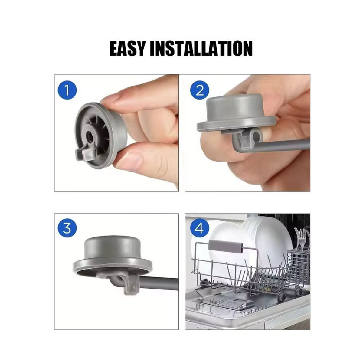 WINDNINJA 8er Set Spülmaschinenkorb-Rollen für den unteren Korb in Grau, passend für Bosch, Balay, Siemens und Neff - Bild 5