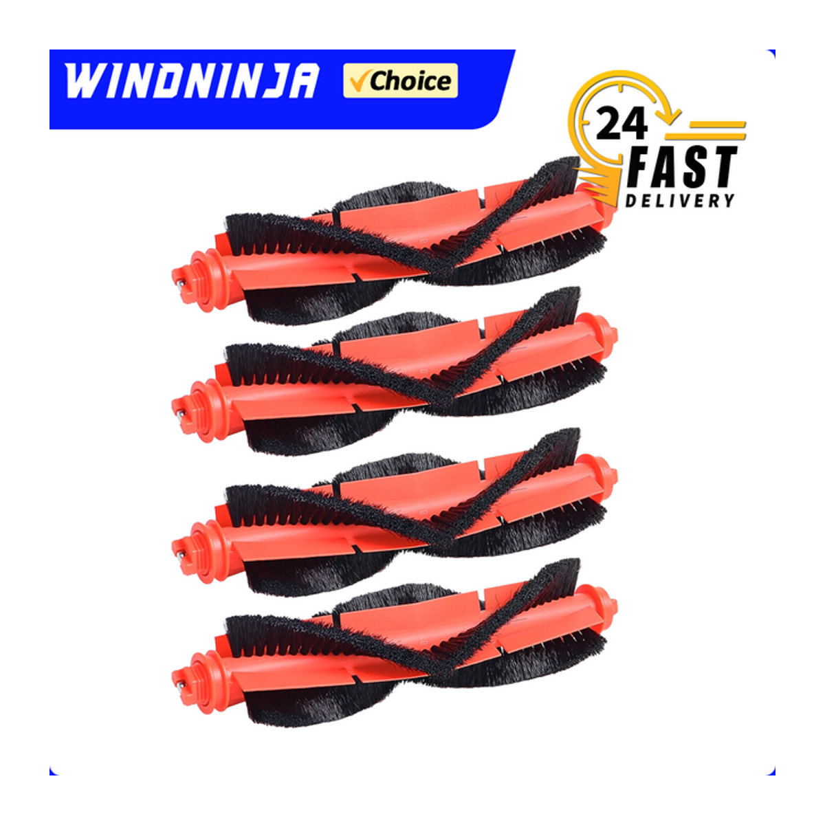 WINDNINJA Ersatz Hauptbürste für Xiaomi Roboterstaubsauger S20 D106 E10 B112 E10C E12 C103 3C Enhanced Edition 3C Plus Zubehör in Rot - Bild 1