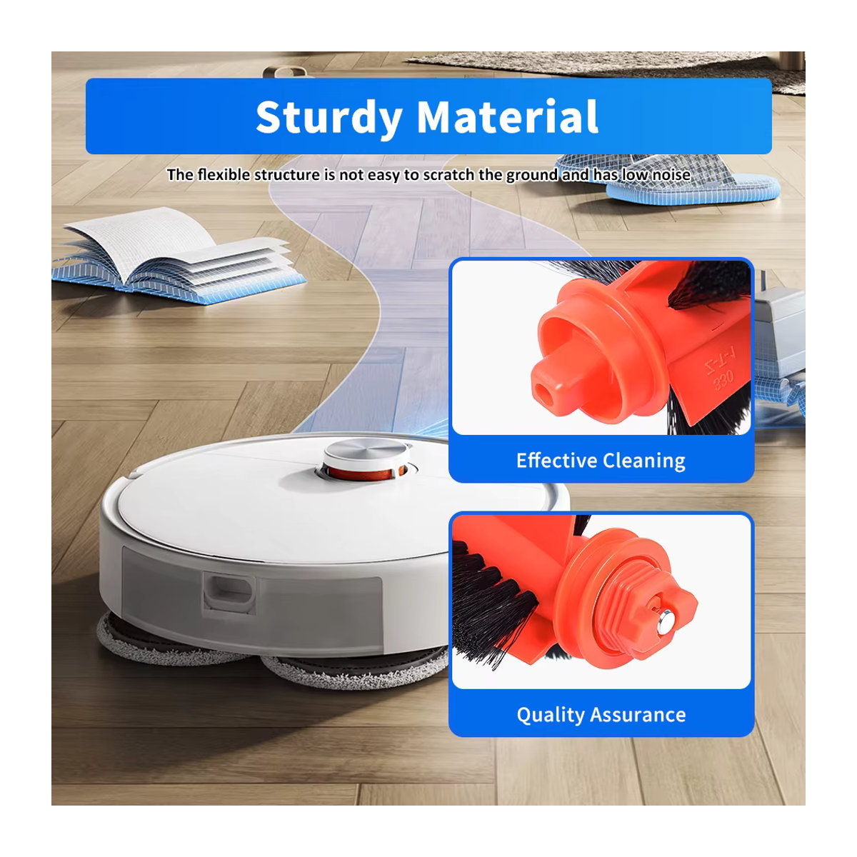 WINDNINJA Ersatz Hauptbürste für Xiaomi Roboterstaubsauger S20 D106 E10 B112 E10C E12 C103 3C Enhanced Edition 3C Plus Zubehör in Rot - Bild 3